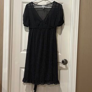 Black and White polka dot cap sleeve dress